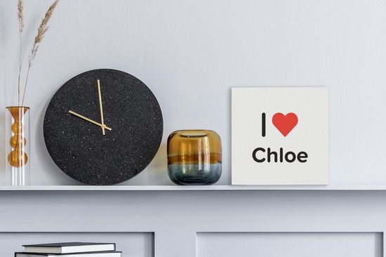 Canvas Schilderij I love - Chloe - Meisje - 20x20 cm - Wanddecoratie