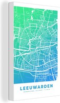 Tableau sur Toile City Map - Leeuwarden - Blauw - 120x180 cm - Décoration murale XXL
