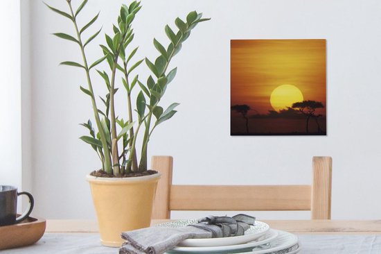 Tableau sur toile Afrique - Soleil - Oranje - 20x20 cm - Décoration murale