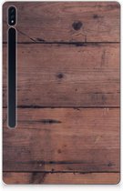 Tablet Hoes Geschikt voor Samsung Galaxy Tab S7 Plus TPU Bumper Old Wood met transparant zijkanten
