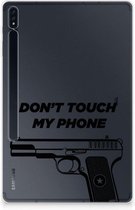 Cover Geschikt voor Samsung Galaxy Tab S7 Plus Tablet Hoesje met foto Pistol Don't Touch My Phone met transparant zijkanten