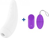 Satisfyer Curvy 2+ - Wit - Luchtdruk Vibrator + Vibrerend Ei met Afstandsbediening - Paars
