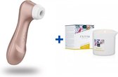 Satisfyer Pro 2 Next Generation - Luchtdruk Vibrator + Exotiq Massagekaars - Ylang Ylang