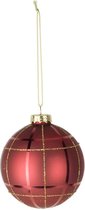 1 KERSTBAL | CHECKERS BORDEAUX | 8X8XH8CM | GLAS