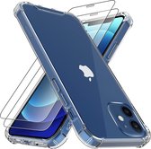iPhone 13 hoesje transparant case siliconen - hoesjes iPhone 13 Silicone anti shock cover - 2x iPhone 13 Screenprotector