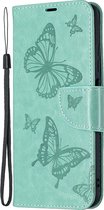 POCO M3 Pro Hoesje - Mobigear - Butterfly Serie - Kunstlederen Bookcase - Turquoise - Hoesje Geschikt Voor POCO M3 Pro