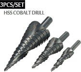 3 Stks/set 4-32Mm Hss Cobalt~Stap Boor Set Stikstof Hoge Snelheid Stalen Spiraal