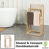 Decopatent® Handdoekrek - Vrijstaand handdoekenrek voor in badkamer - Handdoekrek - Bamboe Hout - Handdoek - Droogrek met 3 armen