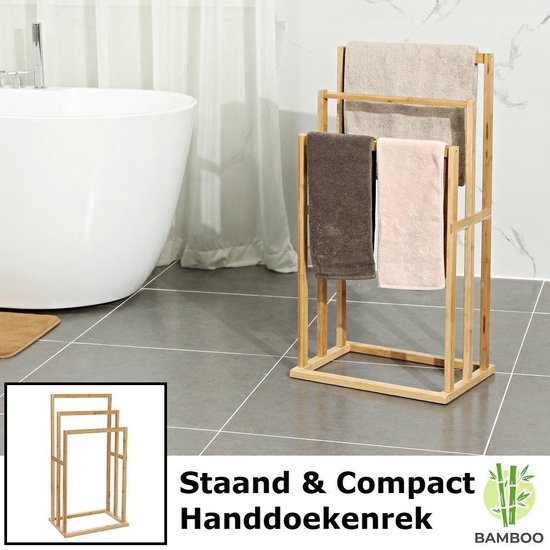 Decopatent® Handdoekrek - Vrijstaand handdoekenrek voor in badkamer -  Handdoekrek -... | bol.com