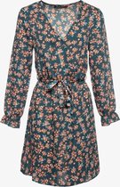 Jazlyn korte dames jurk met bloemenprint - Blauw - Maat M