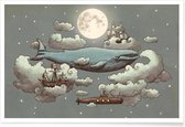 JUNIQE - Poster Ocean meets sky -13x18 /Blauw & Grijs