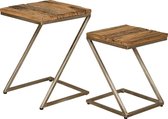 Bijzettafels sets set | wagonhout | naturel | 42 x 42 x 60(h) cm