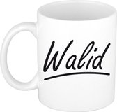 Walid naam cadeau mok / beker met sierlijke letters - Cadeau collega/ vaderdag/ verjaardag of persoonlijke voornaam mok werknemers