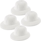 4x stuks tropenhelm wit van plastic - Safari hoed - Verkleedhoed voor volwassenen - Carnaval