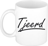 Tjeerd naam cadeau mok / beker met sierlijke letters - Cadeau collega/ vaderdag/ verjaardag of persoonlijke voornaam mok werknemers