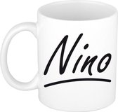 Nino naam cadeau mok / beker met sierlijke letters - Cadeau collega/ vaderdag/ verjaardag of persoonlijke voornaam mok werknemers