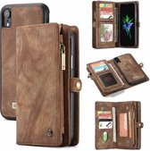 CaseMe - iPhone XR hoesje - 2 in 1 Wallet Book Case - Bruin