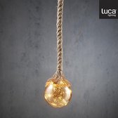 Luca Lighting Bal aan Touw Kerstverlichting met 15 LED Lampjes - H90 x Ø10 cm - Bruin
