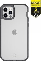 Apple iPhone 12 Pro Max Hoesje - ITSkins - Level 2 HybridFrost Serie - Hard Kunststof Backcover - Transparant / Zwart - Hoesje Geschikt Voor Apple iPhone 12 Pro Max