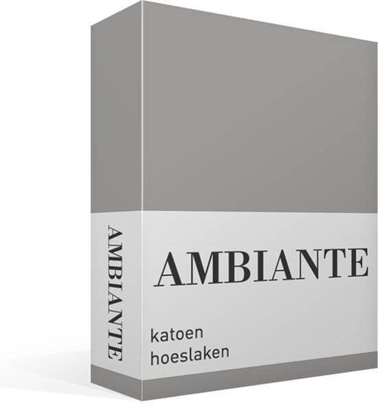 Ambiante Cotton Uni - Hoeslaken - Lits-jumeaux - 200x210/220 cm - Grey