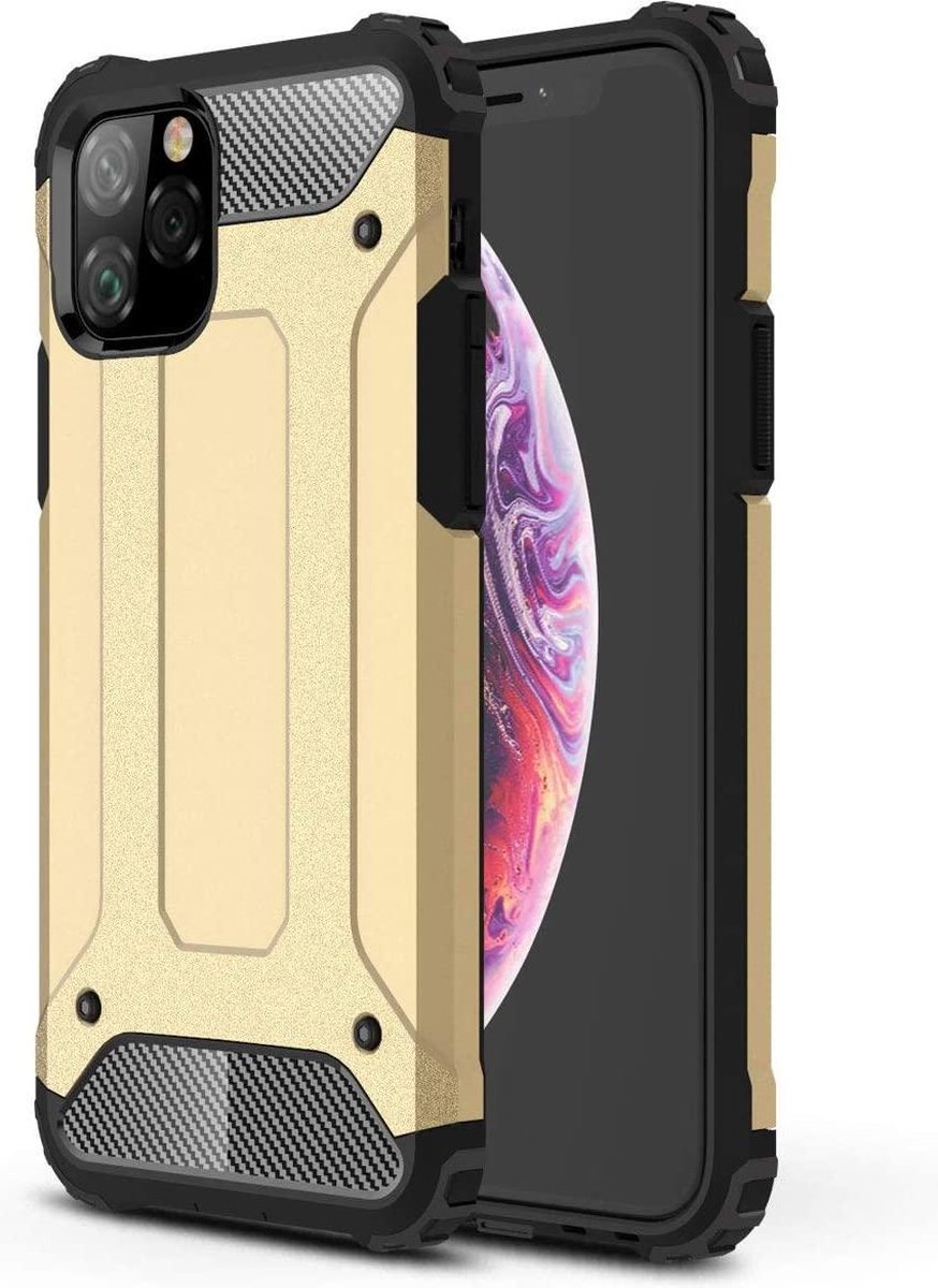 Hybrid Armor - Heavy Duty Geschikt voor: iPhone 11 Pro Max Hoesje - Goud