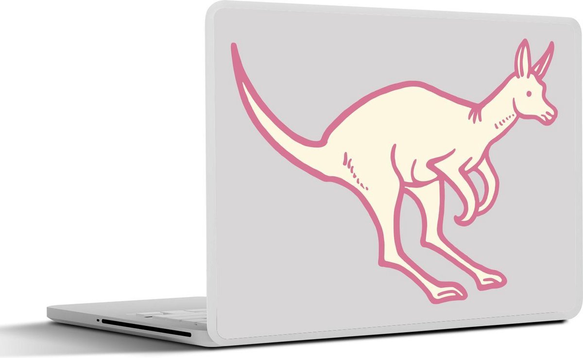 Afbeelding van product SleevesAndCases  Laptop sticker - 11.6 inch - Kangoeroe - Roze - Grijs