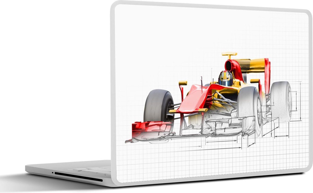 Laptop sticker - 11.6 inch - Een rode raceauto uit de Formule 1 in een illustratie - 30x21cm - Laptopstickers - Laptop skin - Cover - F1 23
