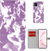 Voor Samsung Galaxy Note10 Lite/A81 Cloud Fog Patroon Horizontale Flip Lederen Case met Houder & Kaartsleuf & Portemonnee (Paars)