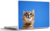 Laptop sticker - 13.3 inch - Kat - Bruin - Lucht - Meisjes - Kinderen - Jongens - Kids