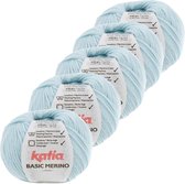 Basic Merino - kleur 86_Licht Hemelsblauw - bundel 5 bollen 50 gr.  van 120 m.