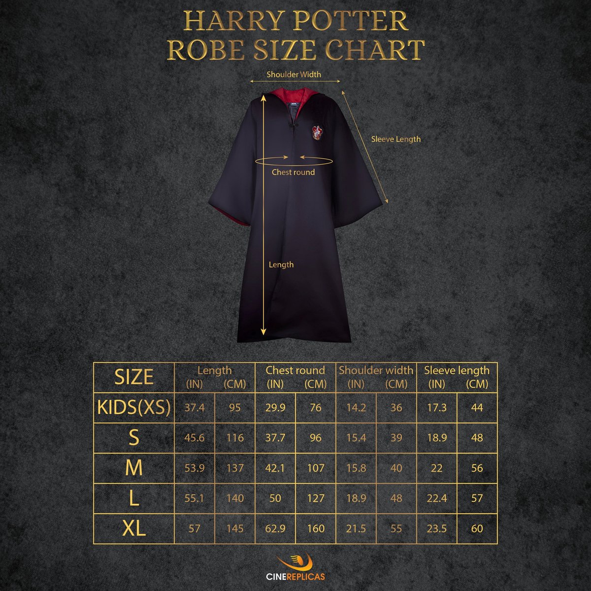 Harry Potter - Gryffindor Wizard Robe / Gryffoendor tovenaar kostuum (XS) — afbeelding 13