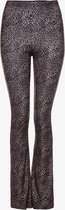 Jazlyn dames flared broek met dierenprint - Zwart - Maat S