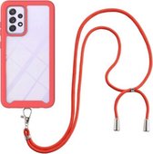 Voor Samsung Galaxy A72 5G / 4G Sterrenhemel Effen Kleur Serie Schokbestendige PC + TPU Beschermhoes met Nekband (Rood)