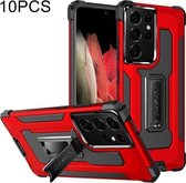 Voor Samsung Galaxy S21 Ultra 5G 10 PCS Knight Jazz PC + TPU Schokbestendige beschermhoes met opvouwbare houder (rood)