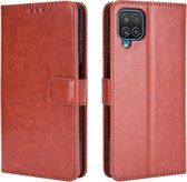 Voor Samsung Galaxy M32 Crazy Horse Textuur Horizontale Flip Lederen Case met Houder & Kaartsleuven & Lanyard (Bruin)