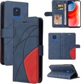 Voor Motorola Moto G Play 2021 Dual-color Splicing Horizontale Flip PU Lederen Case met Houder & Kaartsleuven & Portemonnee (Blauw)