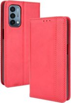 Voor OnePlus Nord N200 5G Magnetische Gesp Retro Crazy Horse Textuur Horizontale Flip Lederen Case met Houder & Kaartsleuven & Fotolijst (Rood)