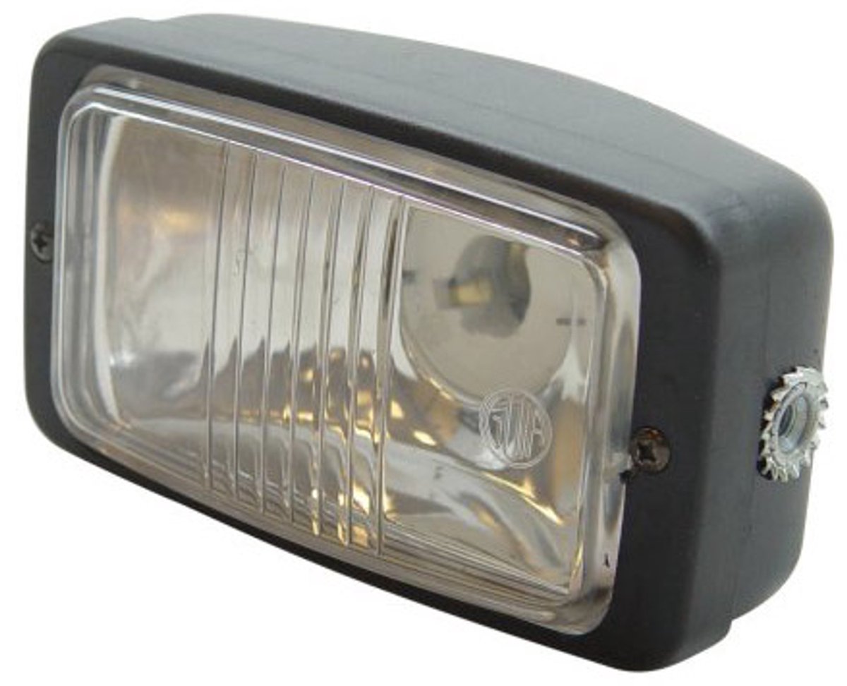 Koplamp rechthoekig zwart 14cm helder UN60184