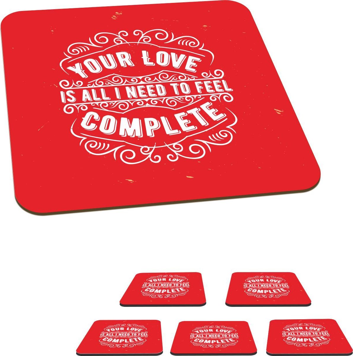Onderzetters voor glazen - Vintage - Design - Tekst - 10x10 cm - Glasonderzetters - 6 stuks
