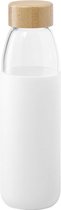 Glazen waterfles/drinkfles met witte siliconen bescherm hoes 540 ml - Sportfles - Bidon