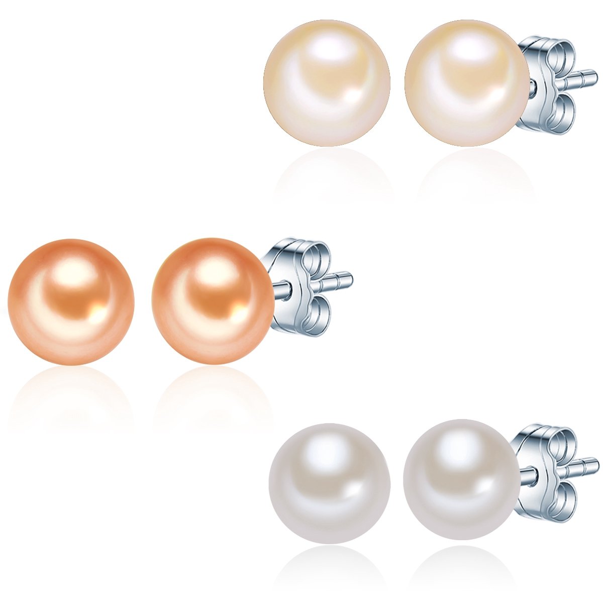 Valero Pearls Parel oorstekers Sterling zilver Gekweekte zoetwaterparels lichtbruin