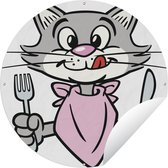 Garden Circle Cat - Couverts - Grijs - 90x90 cm - Affiche Ronde de Jardin - Extérieur