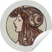 Tuincirkel Vrouw - Art nouveau - Pastel - 60x60 cm - Ronde Tuinposter - Buiten