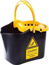 Hega Emmer Met Wringer Caution 13,5 Liter Zwart/geel