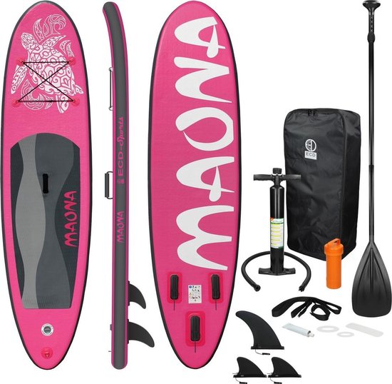Opblaasbare Stand Up Paddle Board Maona Roze, 308x76x10 cm, incl. pomp en draagtas, gemaakt van PVC en EVA