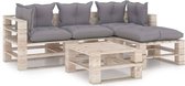 Medina 5-delige Loungeset met kussens pallet grenenhout