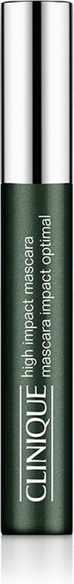 Gesloten Clinique High Impact Mascara met donkergroene huls en zilveren dop.