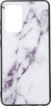 Shop4 - Geschikt voor Samsung Galaxy A72 Hoesje - Harde Back Case Marmer Wit
