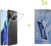 Xiaomi Mi 11 Hoesje Transparant TPU Silicone Soft Case + 3X Tempered Glass Screenprotector