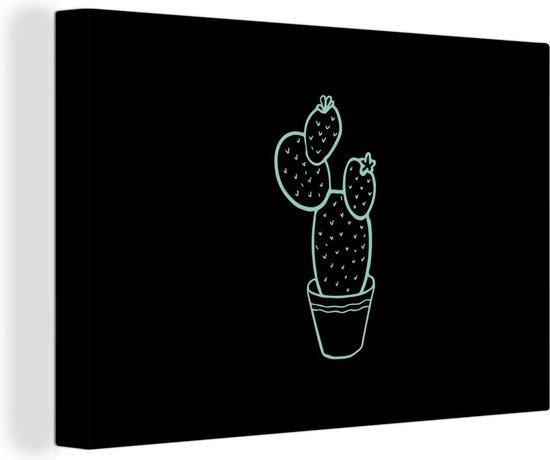 Tableau sur toile Été - Cactus - Pastel - 60x40 cm - Décoration murale